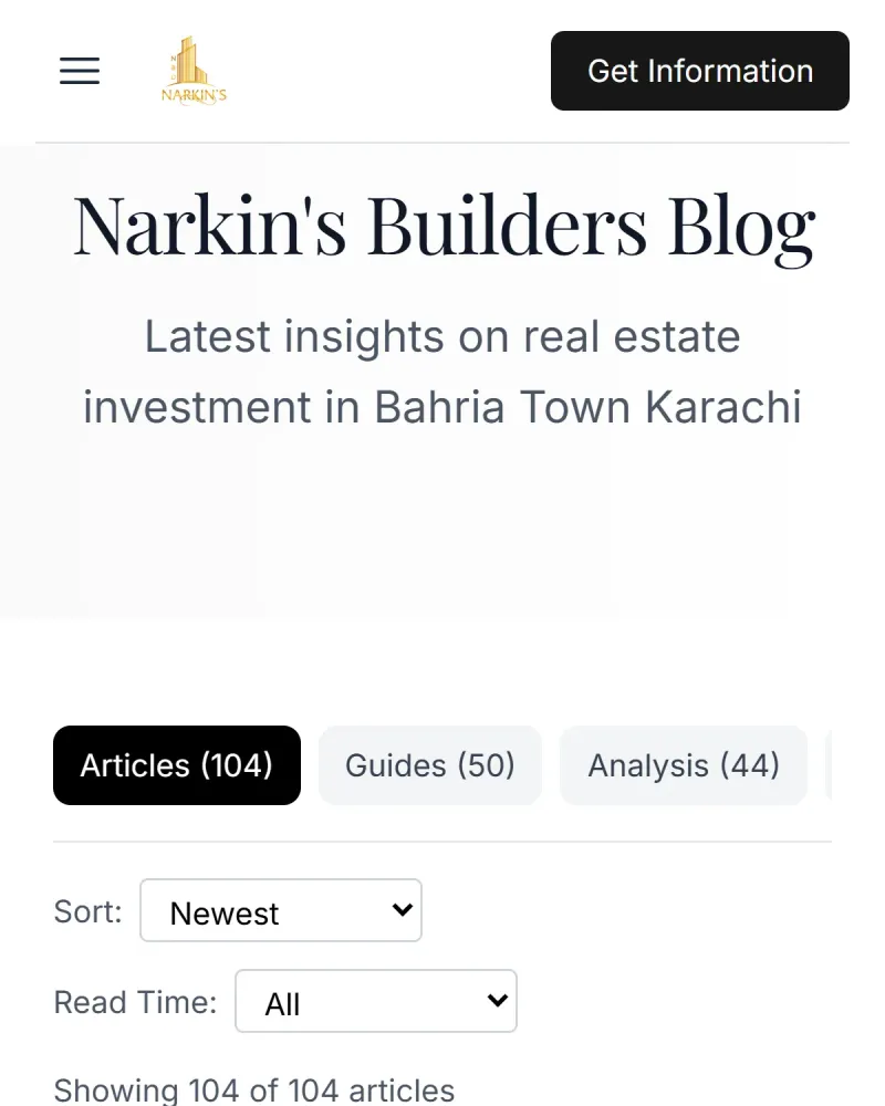 Narkin's Builders blog page on mobile