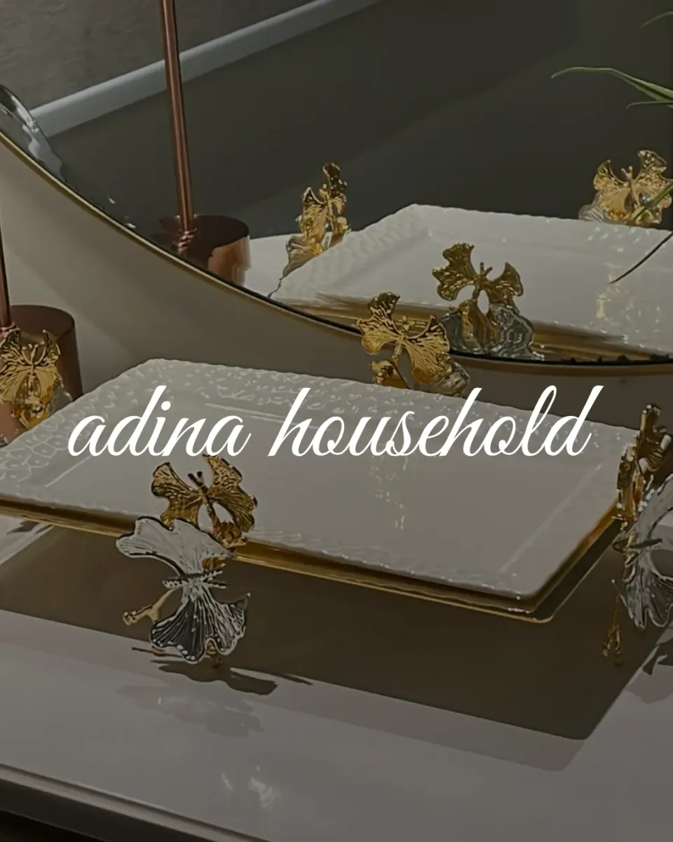 Adina Household, the script wordmark over a styled tabletop